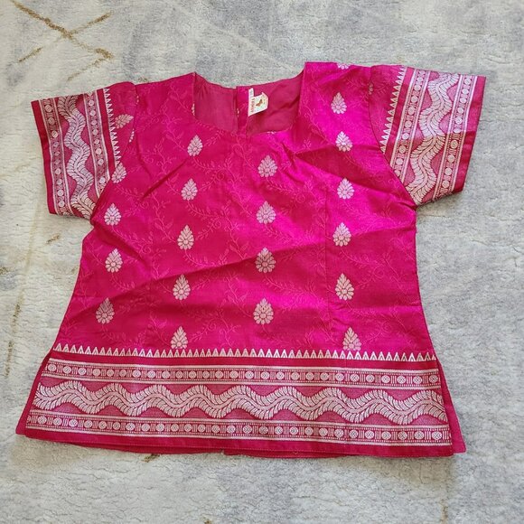 Girls 3-Piece Indian Lehenga Chohli Set Size 28 Pink & Black Embroidered Asmita - Picture 3 of 15